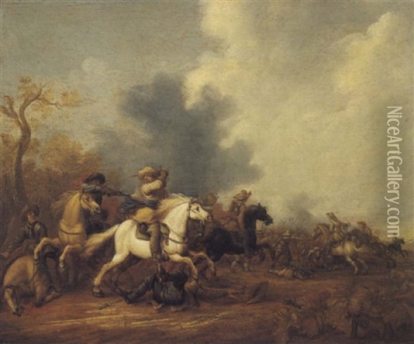 Scene De Bataille Oil Painting - Abraham van der Hoef