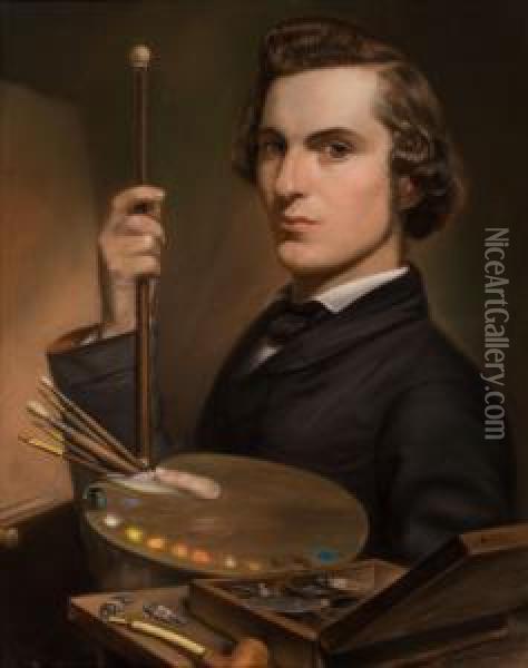 Self Portrait Oil Painting - William J. Hinchey