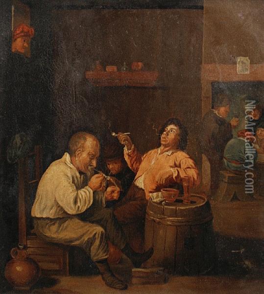 Tavern Scene Oil Painting - David The Younger Teniers