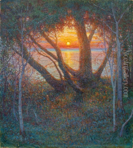 Sonnenuntergang Am Meer Oil Painting - Hermann Wassmuth