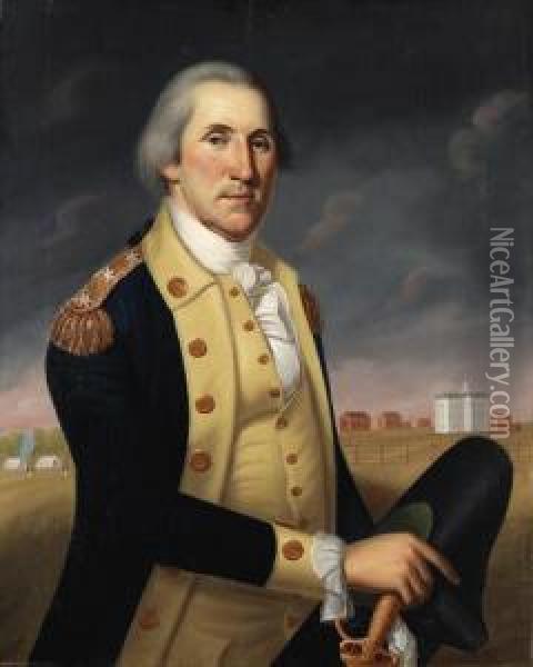 Portrait Of George Washington Before Nassau Hall Oil Painting - Charles Peale Polk