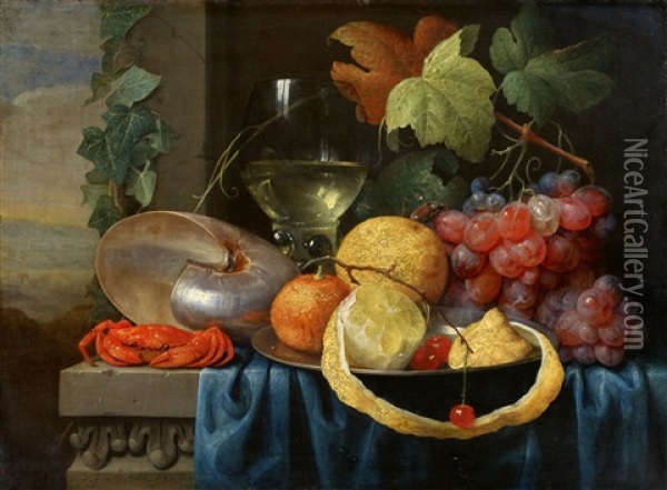 Fruit Still Life With A Nautilus Chalice Oil Painting - Joris Van Son