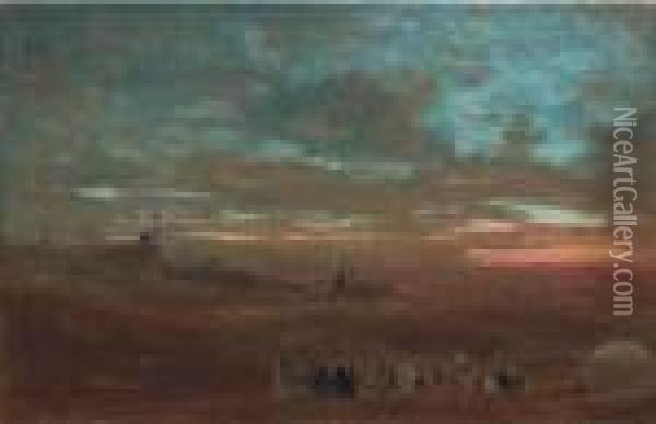 A View Of Cairo At Sunset Oil Painting - Albert Goodwin