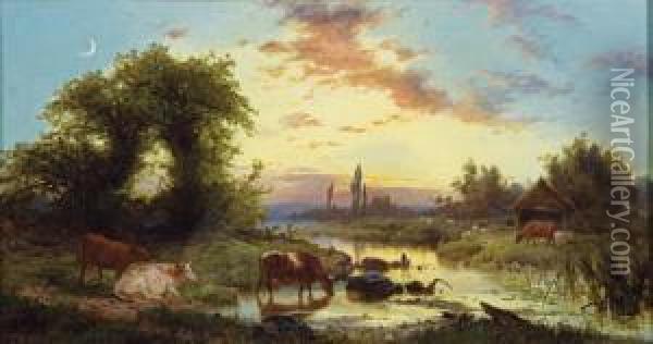The Watering Place Oil Painting - Edward Henry Holder