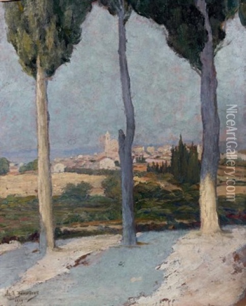 Rochefort Du Gard (gard) Oil Painting - Leonce J. V. de Joncieres