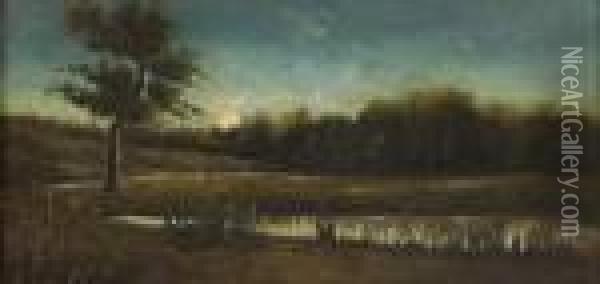 Paesaggio Fluviale Di Notte Oil Painting - Enrique Serra y Auque
