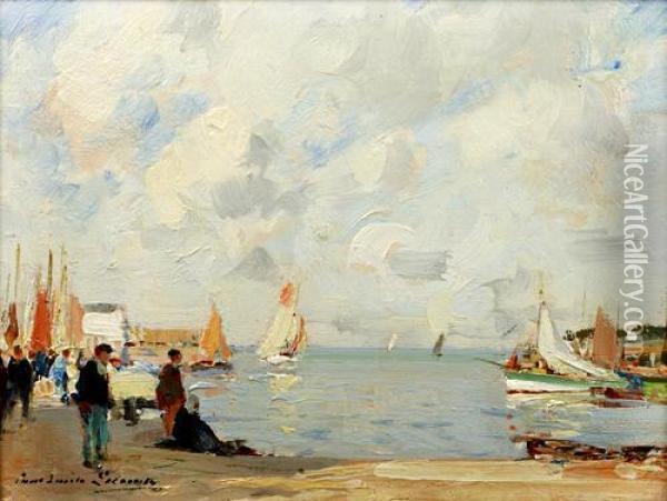 French Harbour Scene Oil Painting - Paul Emile Lecomte