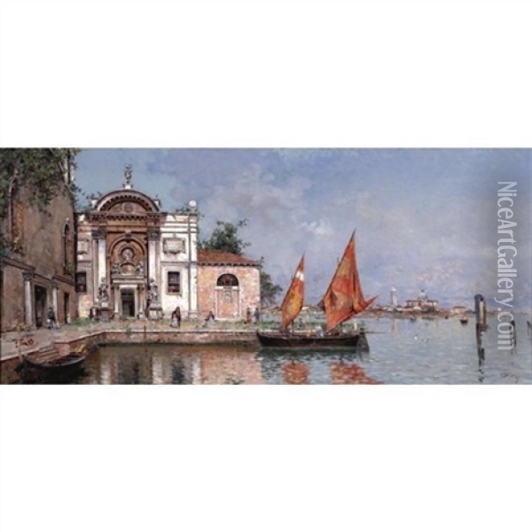 Venecia (venice) Oil Painting - Antonio Maria de Reyna Manescau