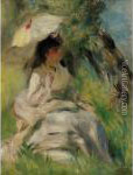 Jeune Femme A L'ombrelle Oil Painting - Pierre Auguste Renoir