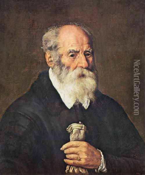 Portrait of an Old Man with Gloves Oil Painting - Marcantonio Bassetti