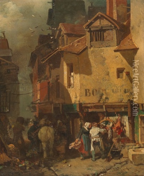 Hustle And Bustle Oil Painting - Charles Hoguet