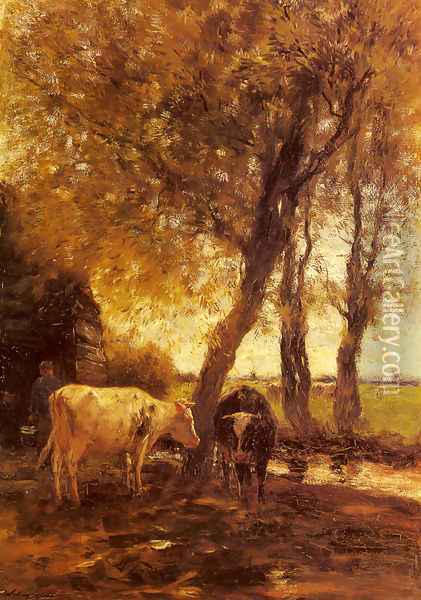 Cattle By A Stream Oil Painting - Willem Maris