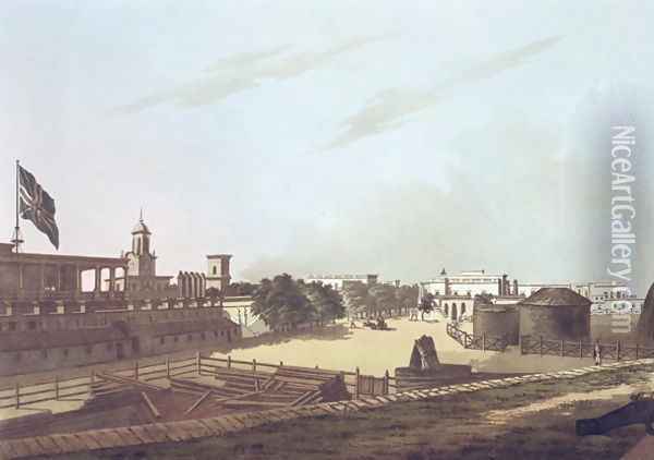 A View from the King's Barracks, Fort St. George, plate 16 from Twenty Four Views in Hindostan, engraved by Harraden, pub. by Edward Orme (1774-c.1820) 1804 Oil Painting - Colonel Francis Swain Ward