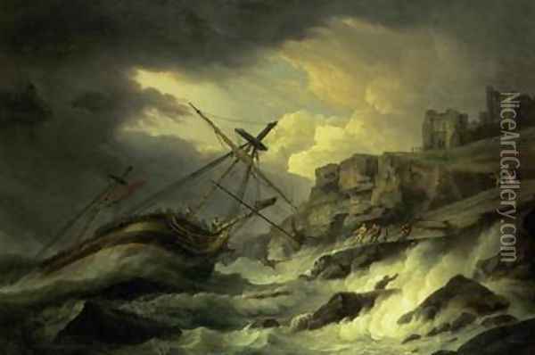 A Shipwreck said to be The Dutton Oil Painting - Thomas Luny