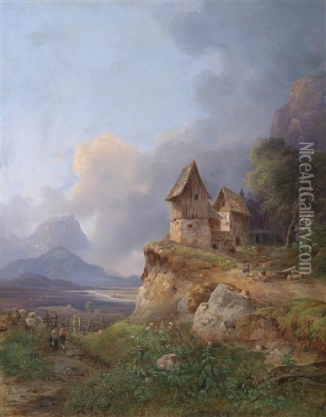Weite Landschaft Im Salzkammergut Oil Painting - Wilhelm Steinfeld