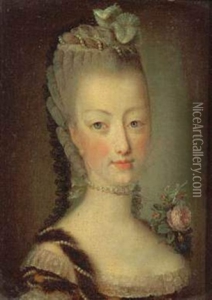 Portrait De Marie-antoinette Dauphine Oil Painting - Jean-Martial Fredou