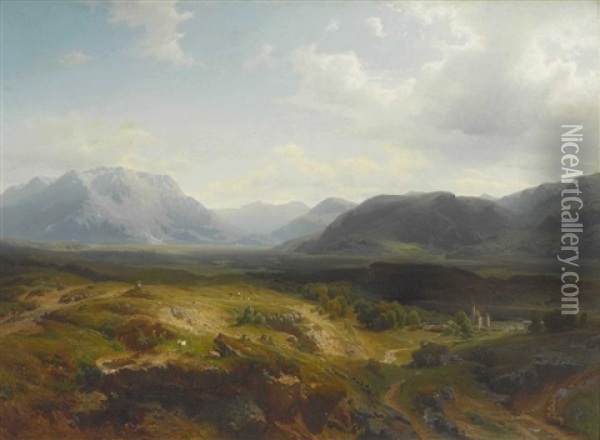 Landschaft Oil Painting - Julius Rollmann