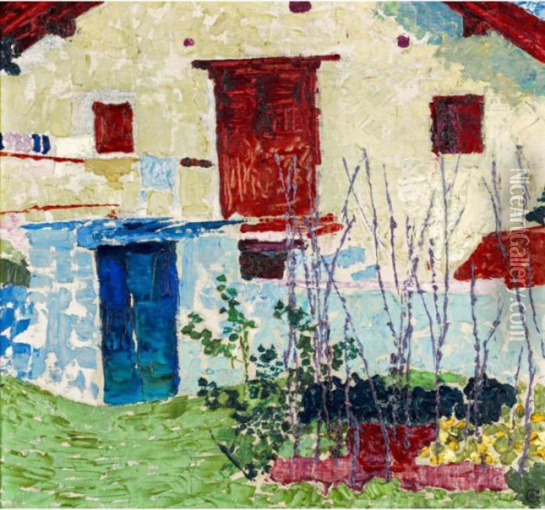 Geburtshaus Des Kunstlers In Stampa Oil Painting - Augusto Giacometti