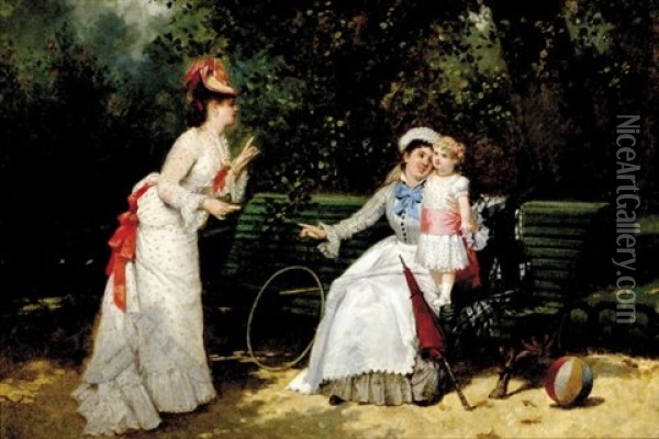 Afternoon In The Park Oil Painting - Charles Desire Hue