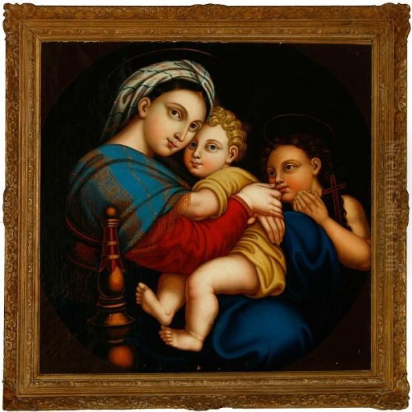 Madonna Della Sedia Oil Painting - Raphael (Raffaello Sanzio of Urbino)