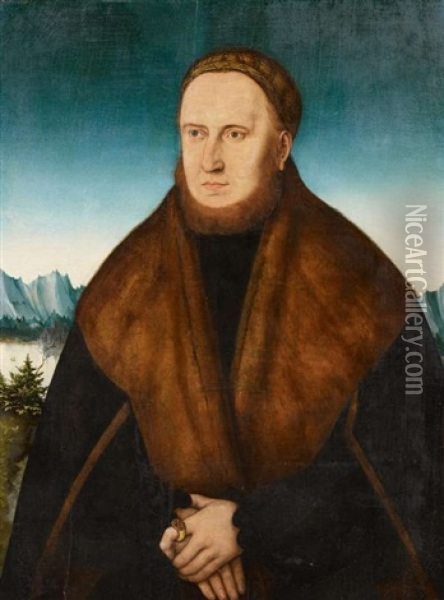 Bildnis Eines Bartigen Mannes Mit Kappe Und Pelzverbramten Mantel. Halbfigur Oil Painting - Conrad (von Creuznach) Faber