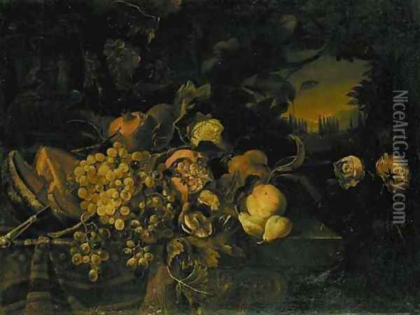 Grapes on the vine Oil Painting - Abraham Bruegel