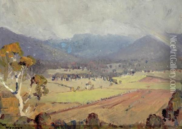 Rain In The Hills Healesville Oil Painting - William Dunn Knox