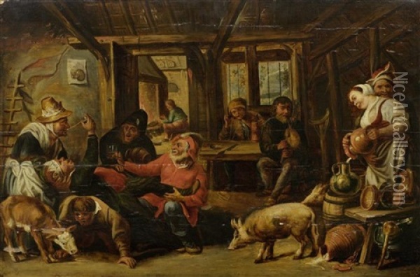 In Der Schenke Oil Painting - Willem van Herp the Elder
