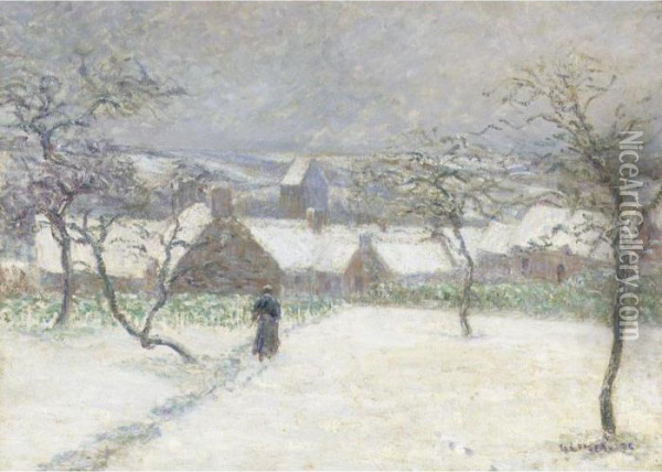 La Neige A Mortain Oil Painting - Gustave Loiseau