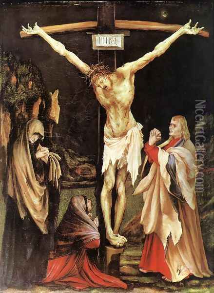 The Crucifixion c. 1502 Oil Painting - Matthias Grunewald (Mathis Gothardt)