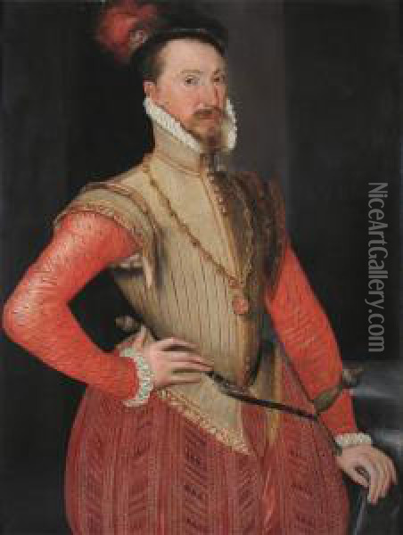 Portrait Of Robert Dudley, Earl Of Leicester Oil Painting - Steven van der Meulen