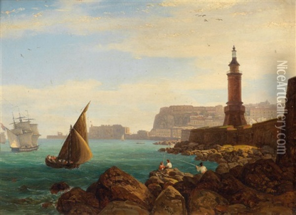 Blick Auf Die Bucht Von Neapel Oil Painting - Thomas Ender
