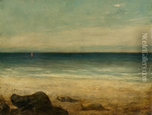 The Beach At Saintonge Oil Painting - Louis-Auguste Auguin