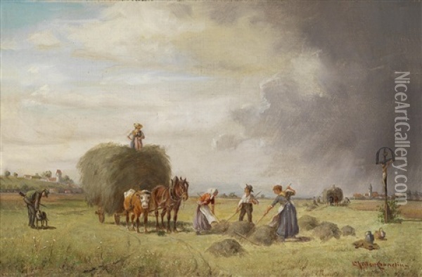 Die Heuernte Oil Painting - Ludwig Mueller-Cornelius