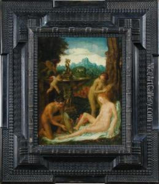 Venus At Hertoilet Oil Painting - Theodor Baierl