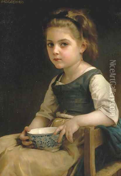 Petite fille au bol bleu Oil Painting - William-Adolphe Bouguereau