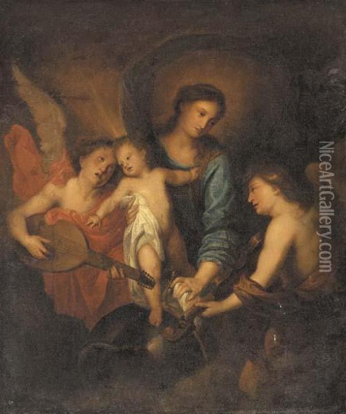 The Virgin And Child With Two Angels Oil Painting - Sir Anthony Van Dyck