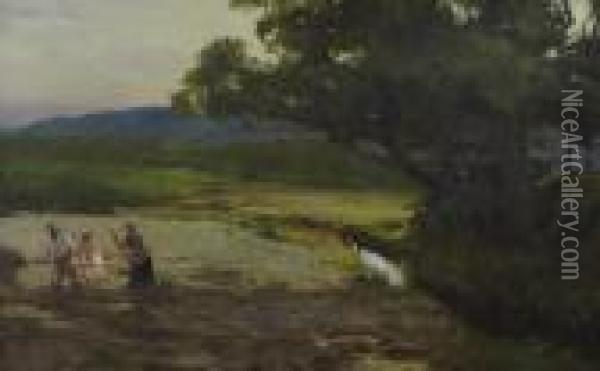 Meadow Scene Oil Painting - David Farquharson