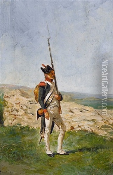 Ein Grenadier In Der Landschaft Oil Painting - Ernest Meissonier