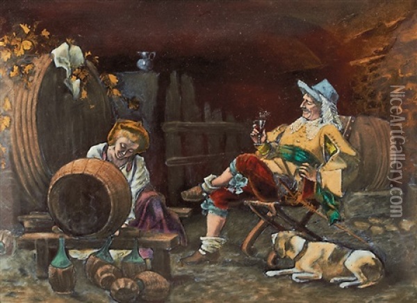 Scene De Caveau (after Ferdinand Roybet) Oil Painting - Paul Constant Soyer