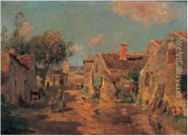 Rue De Village En Vendee (talmont) Oil Painting - Victor Jean Baptiste Petit