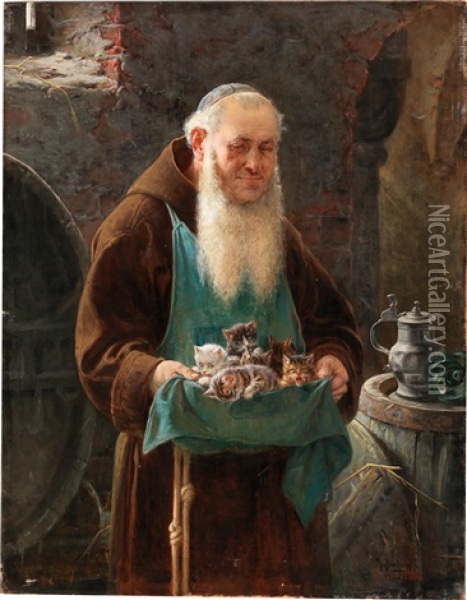 An Addition To The Monastery Oil Painting - Adolf Humborg