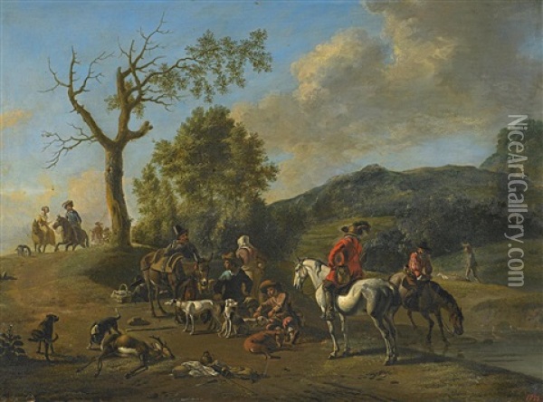 Jagdgesellschaft Oil Painting - Pieter Jacobsz. van Laer