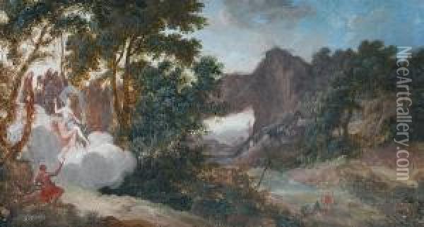 Figures In A Classical Landscape, A Pair Oil Painting - Pierre-Antoine Patel