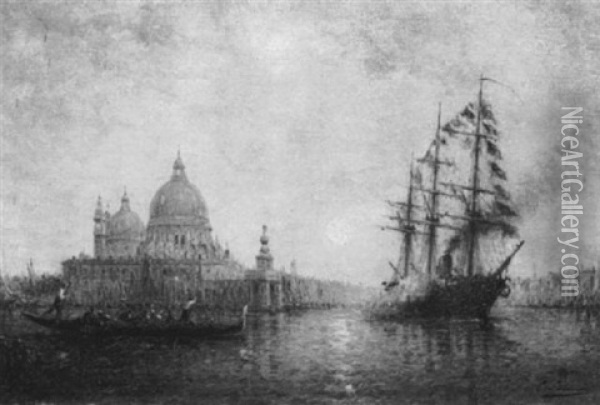 Crepuscule Sur Le Grand Canal, Venise Oil Painting - Charles Clement Calderon