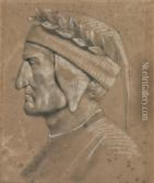 Portrait De Dante De Profil Oil Painting - Eugene Delacroix
