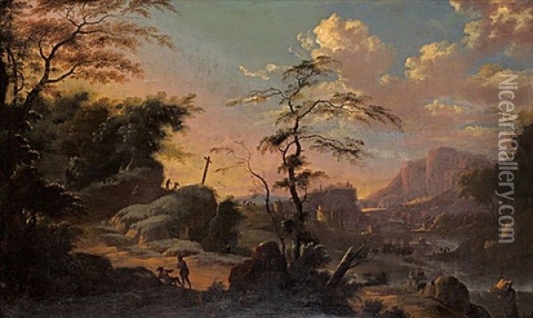 Vidstrackt Landskap Med Figurstaffage Oil Painting - Cornelis Huysmans