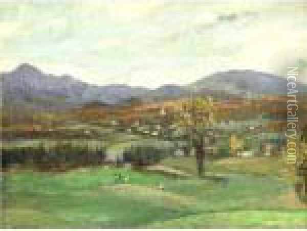View From The Lake Placid Club Golf Course Oil Painting - Paul King
