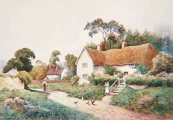 A Village Lane Oil Painting - F.H. Tyndale
