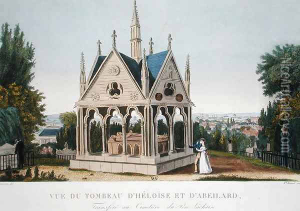 The Tomb of Heloise and Abelard in the Pere Lachaise Cemetery, 1815-20 Oil Painting - Henri Courvoisier-Voisin